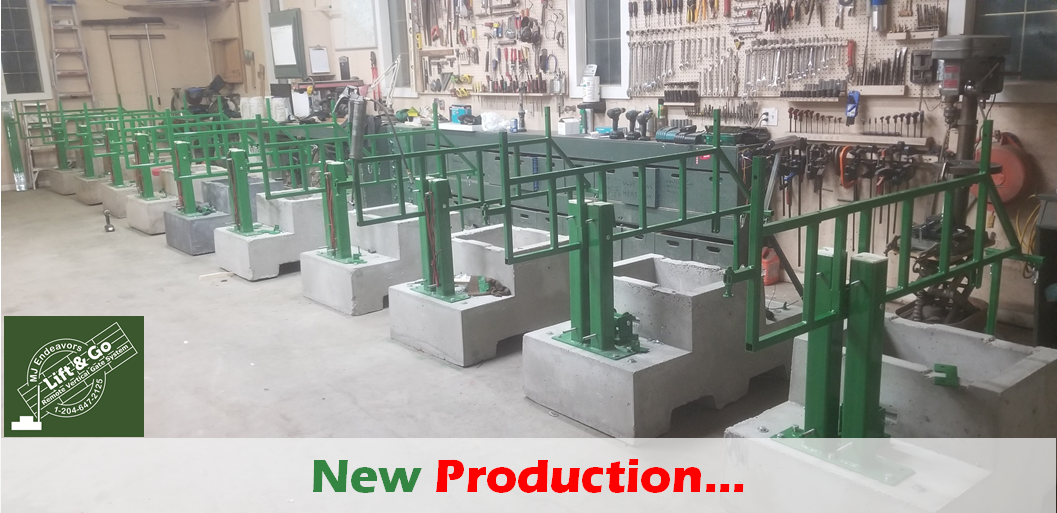 Lift & Go solar powered gates on the MJ Endeavors production line in McCreary, Manitoba.